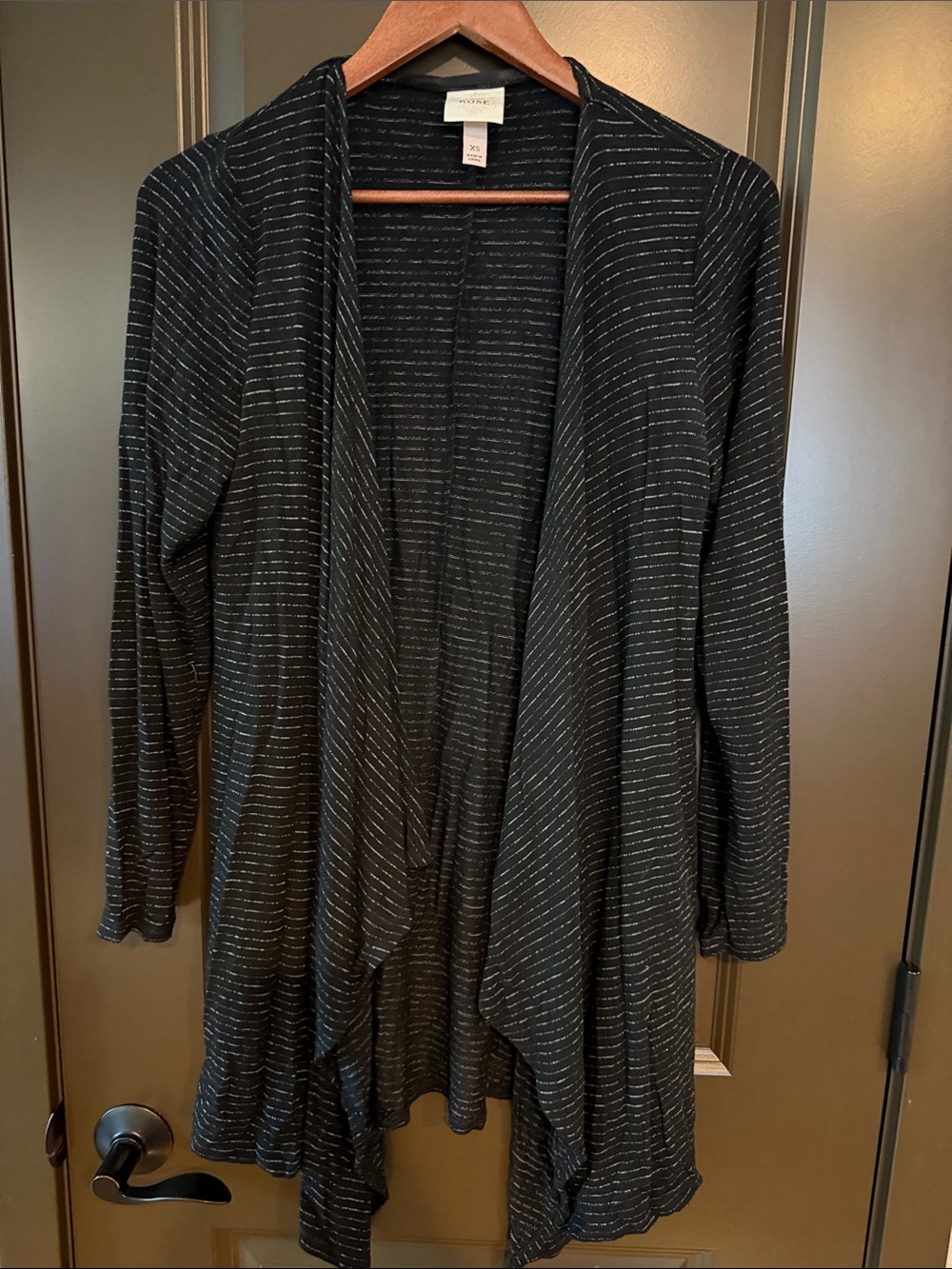 Knox Rose Black Cardigan with White Stripes